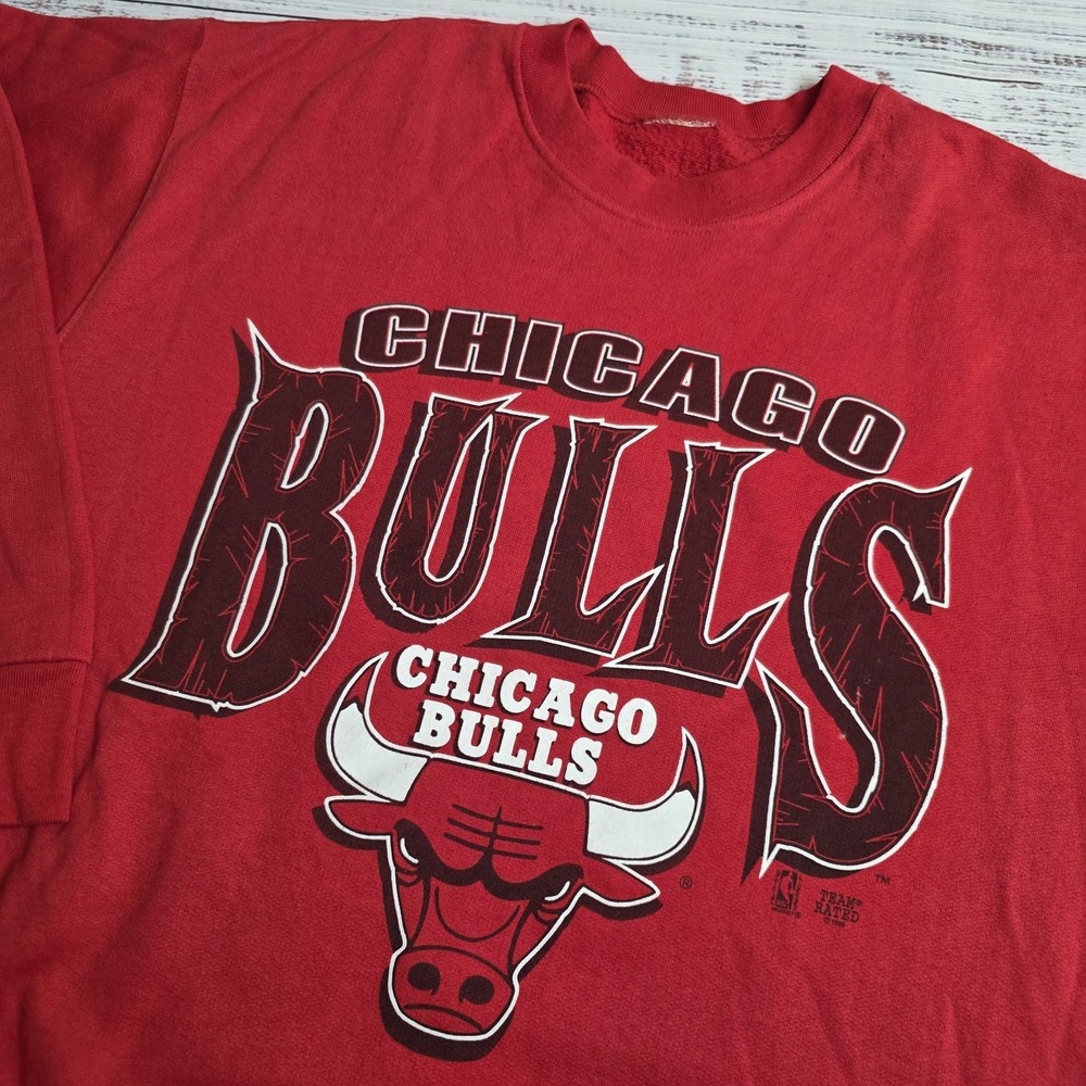 Vintage Chicago Bulls Crewneck Sweatshirt Red Team Rated XXL NBA Basketball 1992